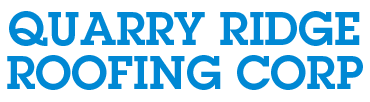 Blue text reading "QUARRY RIDGE ROOFING CORP".