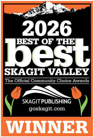 2026 Best of the Best Skagit Valley winner badge with orange, black, and white design