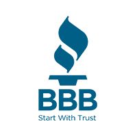 BBB logo with blue torch flame above blue 