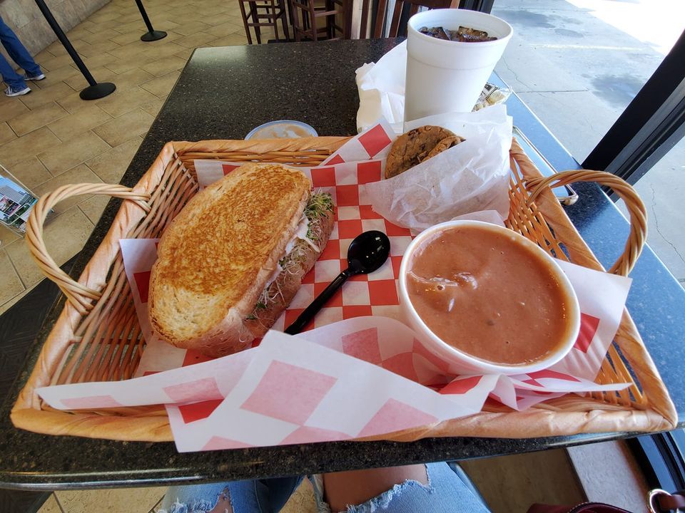 Grilled sandwich and soup