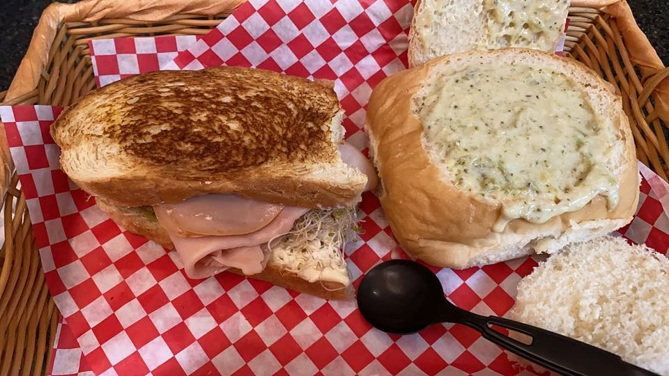 Grilled sandwich and soup