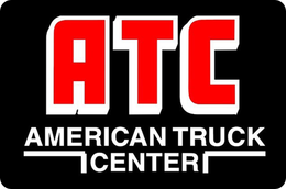 Logo for American Truck Center: Bold red "ATC" over "AMERICAN TRUCK CENTER" in white on a black rectangle.