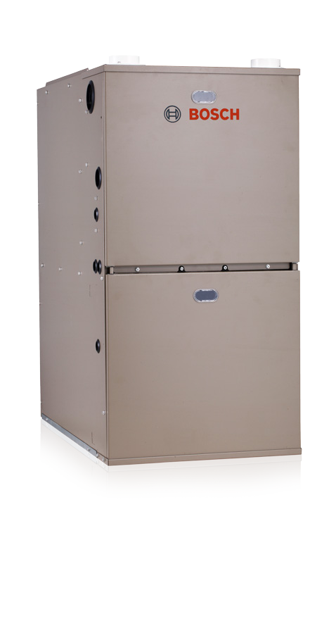 A bosch gas furnace is shown on a white background