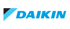 The daikin logo is blue and black on a white background.