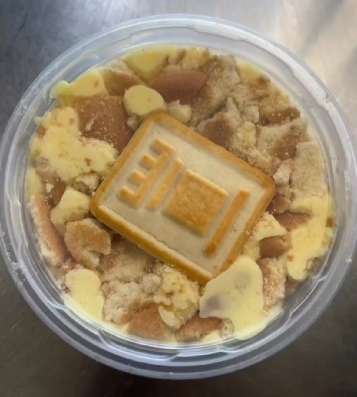 A bowl of banana pudding on a table