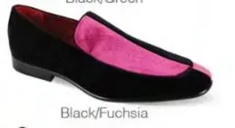 Black loafer with a pink/fuchsia top.