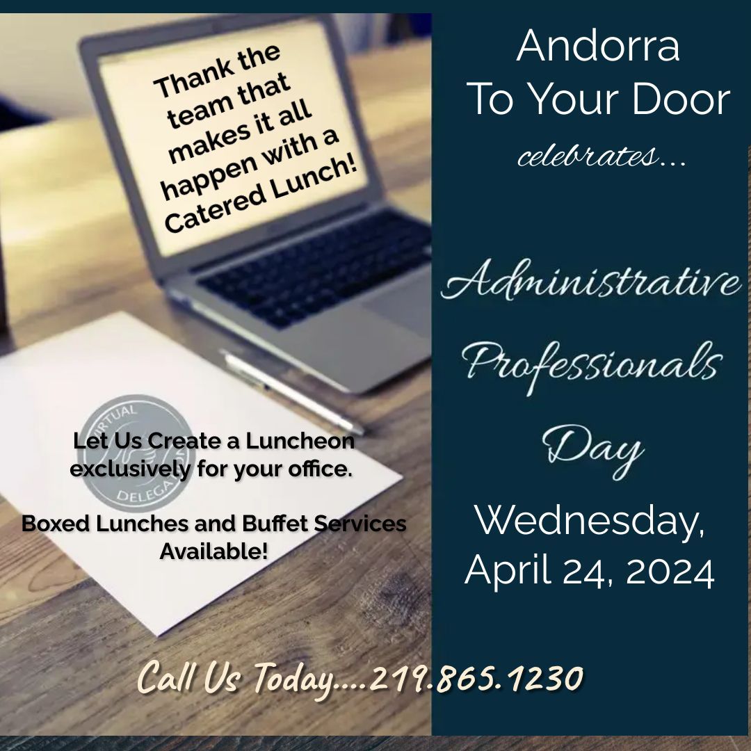 An advertisement for andorra to your door celebrates administrative professionals day
