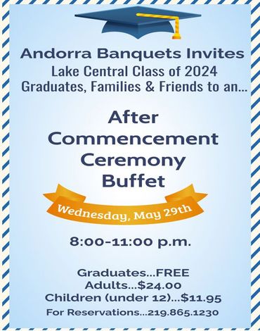 An advertisement for an after commencement ceremony buffet