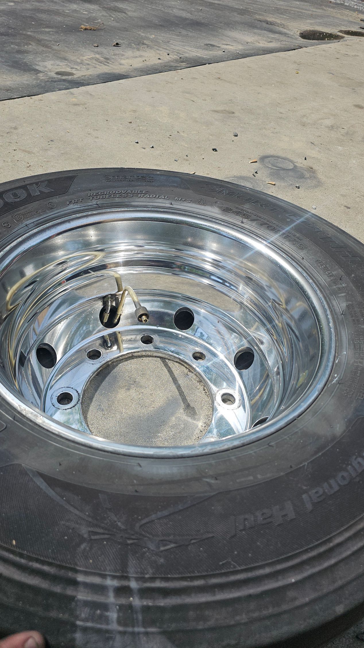 A close up of a tire with a rim on it.