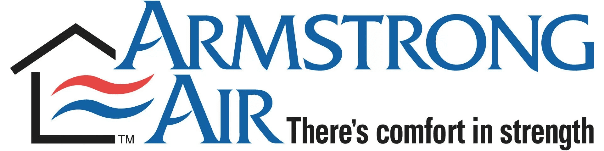 Armstrong Air logo with a house, waves, and the tagline 