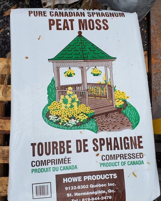 A bag of peat moss from howe products