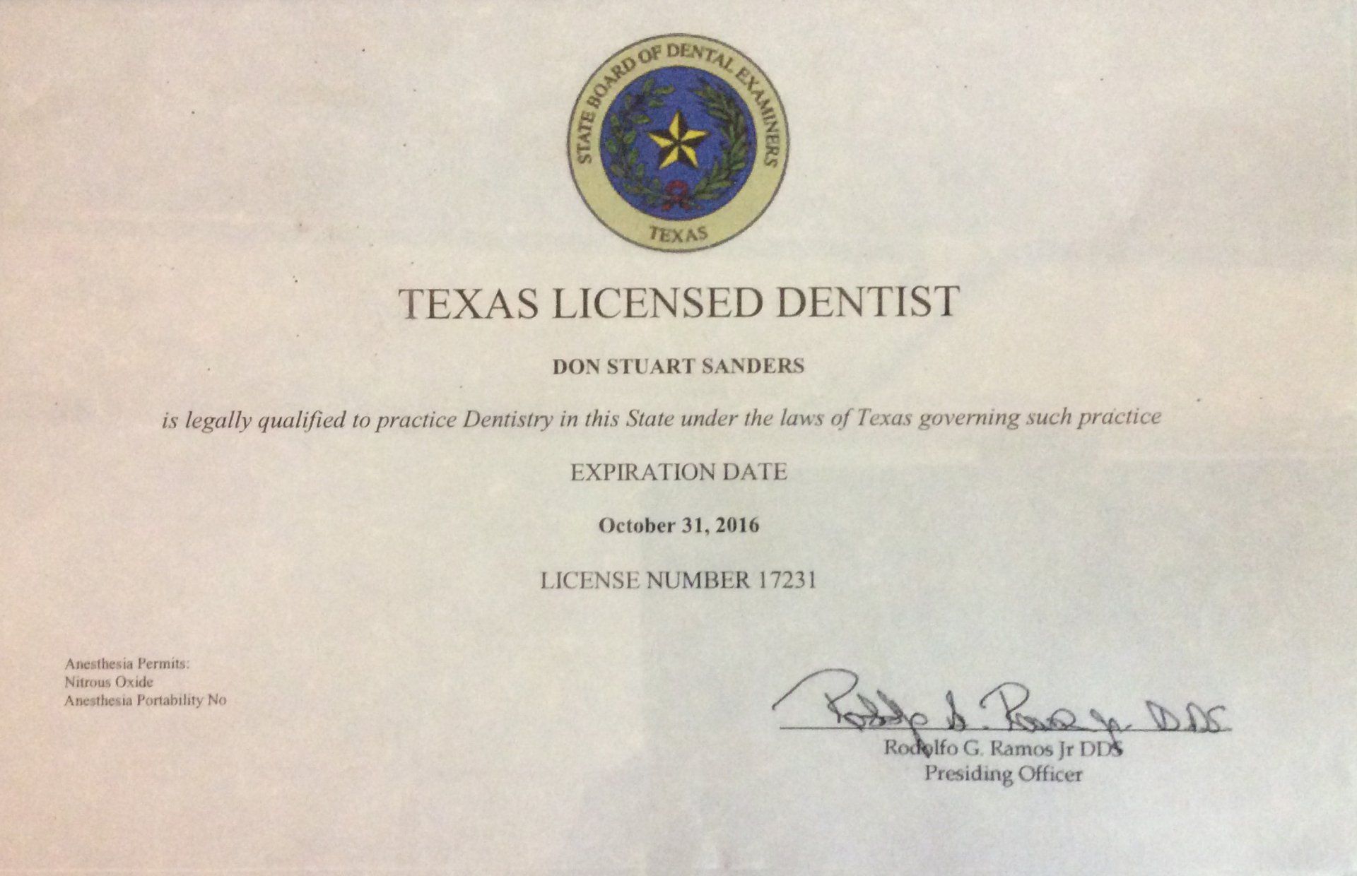Texas Licensed Dentist