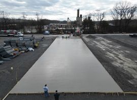 a large concrete slab is being built