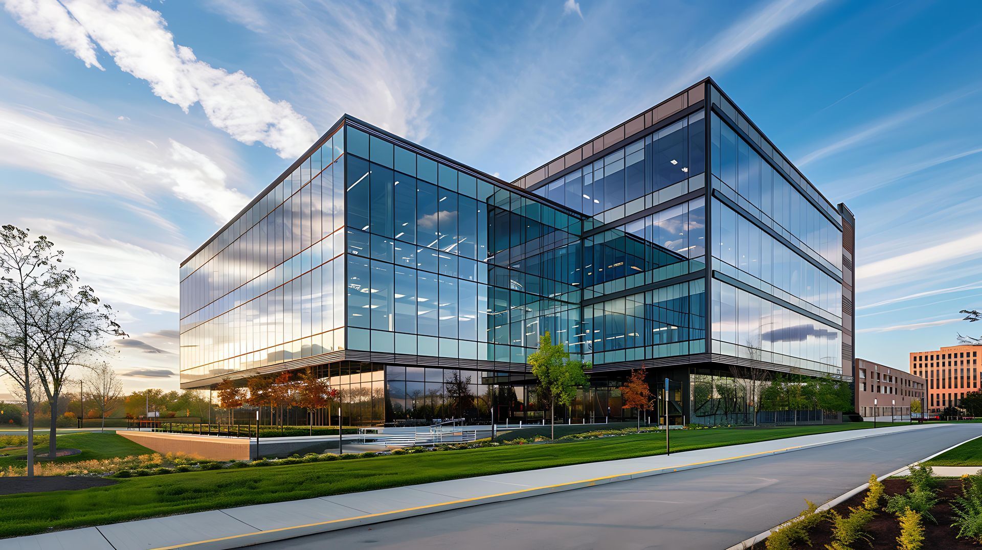 Person in protective suit spraying insecticide in office.
