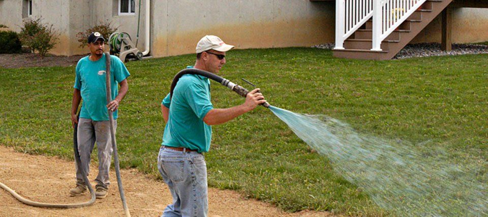 Professional using chemicals in the lawn