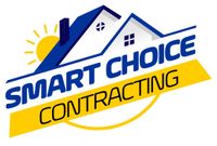 Logo for Smart Choice Contracting, featuring a house silhouette, sun, and text.