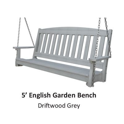 5' Driftwood Grey English Garden Bench swing.