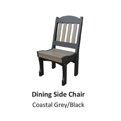 Coastal grey and black dining side chair.