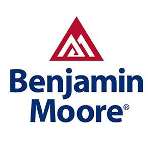 Benjamin Moore logo with red triangular icon and blue text