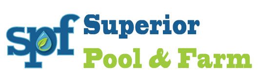 "Superior Pool & Farm" text logo in blue and green.