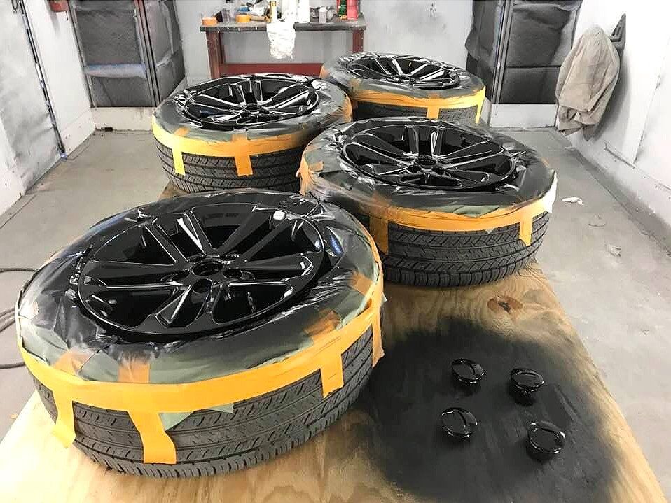 Newly painted tire rims
