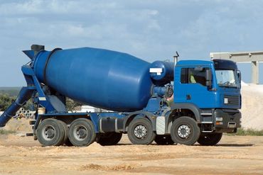 Cement truck in a construction site