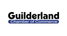 Guilderland Chamber of Commerce logo in black text, with a blue bar underneath containing 