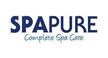 SPAPURE logo with dark blue text and tagline 
