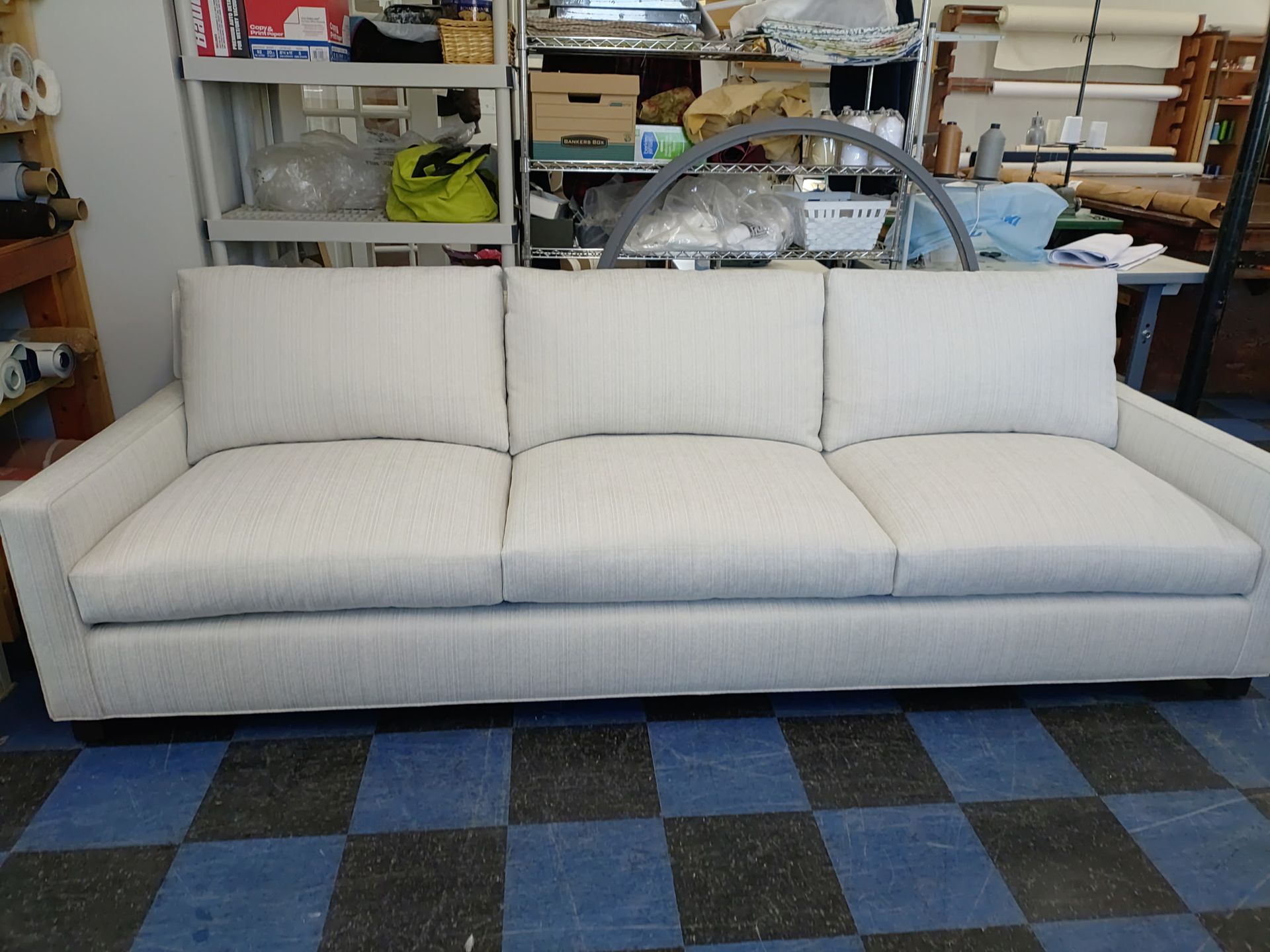 White mid-century sofa
