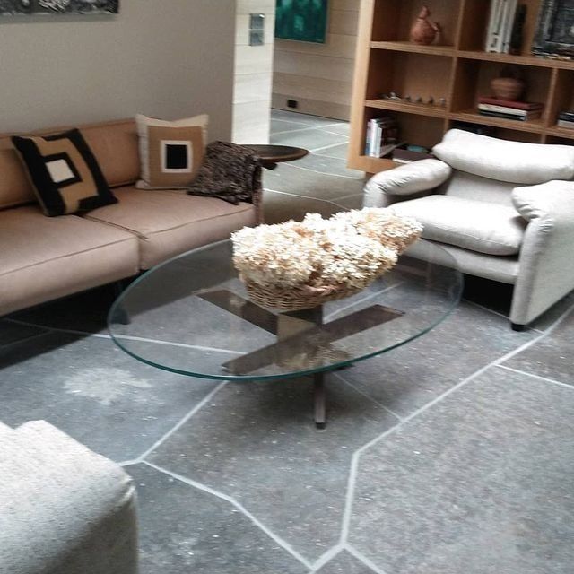 Sofa and glass center table