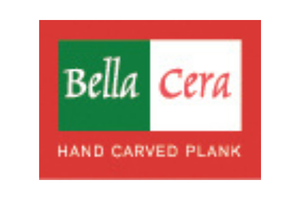 Bella Cera logo with green and white panels and red background, “Hand Carved Plank” text underneath
