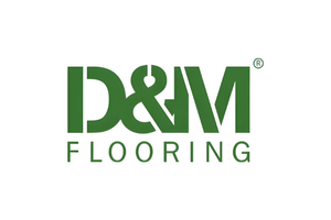 D&M Flooring logo in green and white with stylized D&M letters and registered trademark symbol