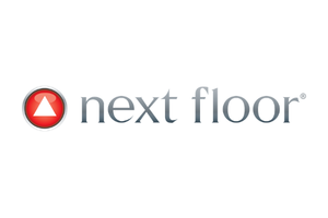 Next Floor logo with red circular icon and gray text on white background