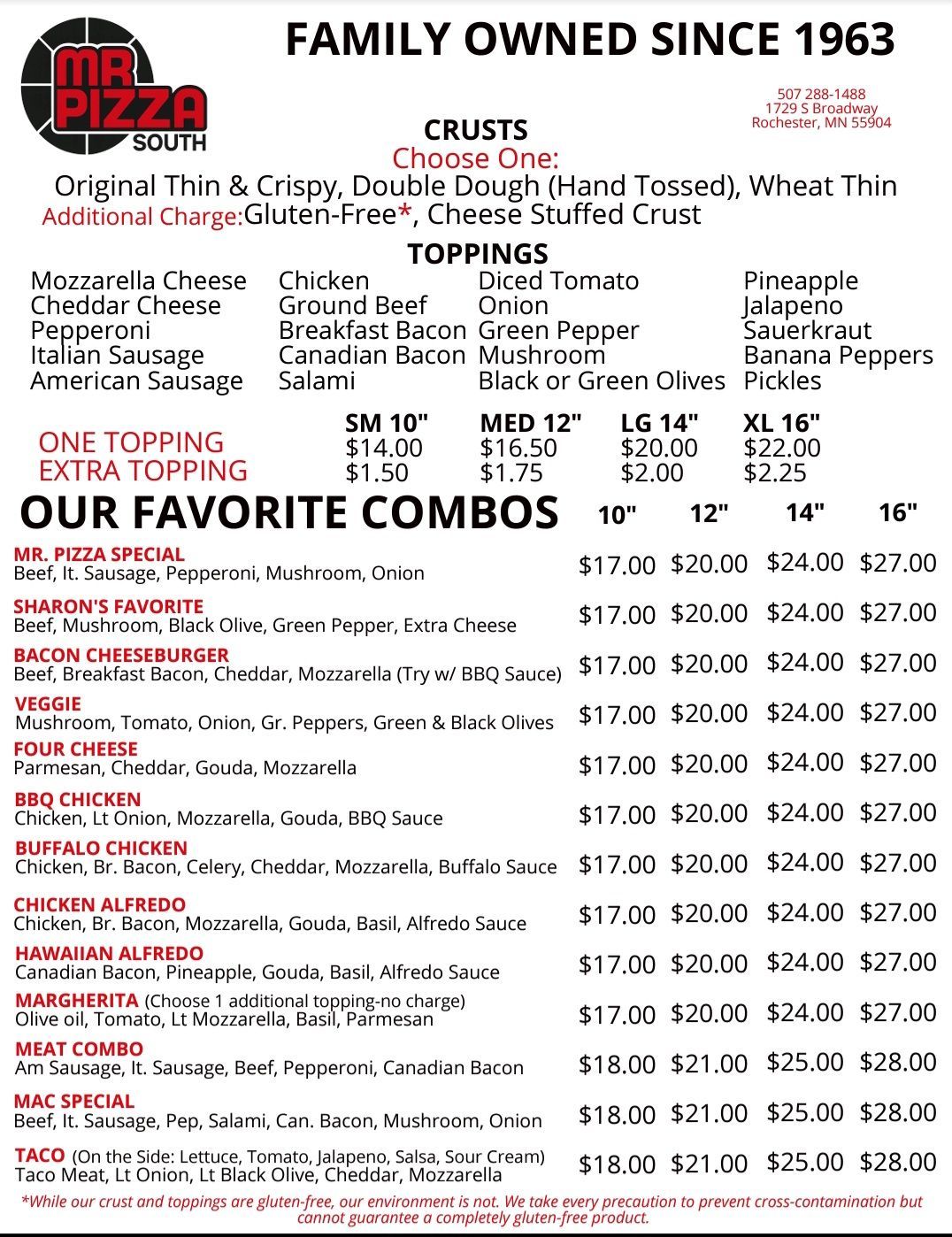 Mr Pizza South Menu