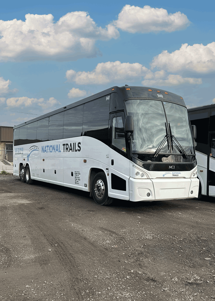 MCI charter bus rental exterior
