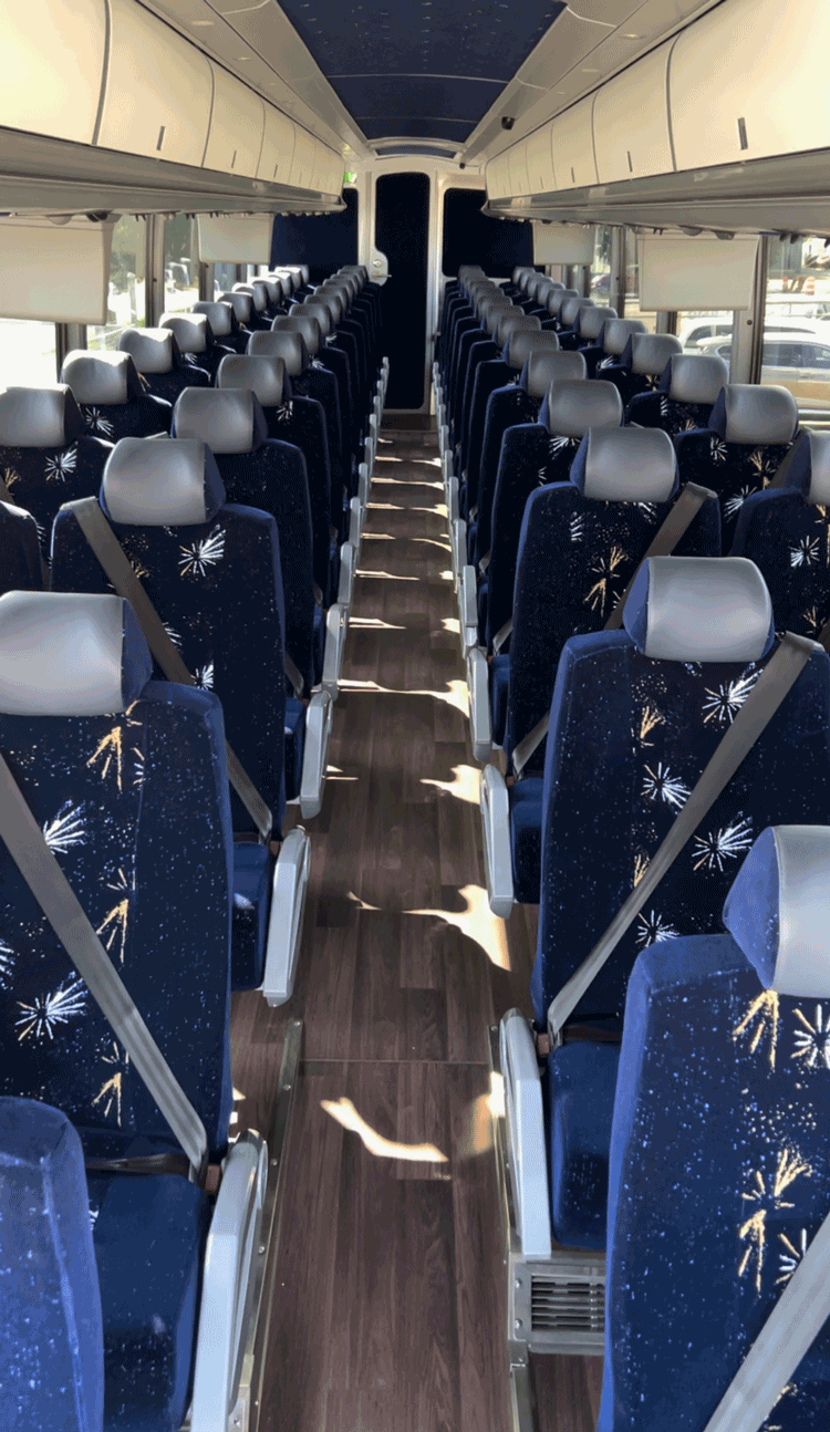 MCI charter bus rental interior