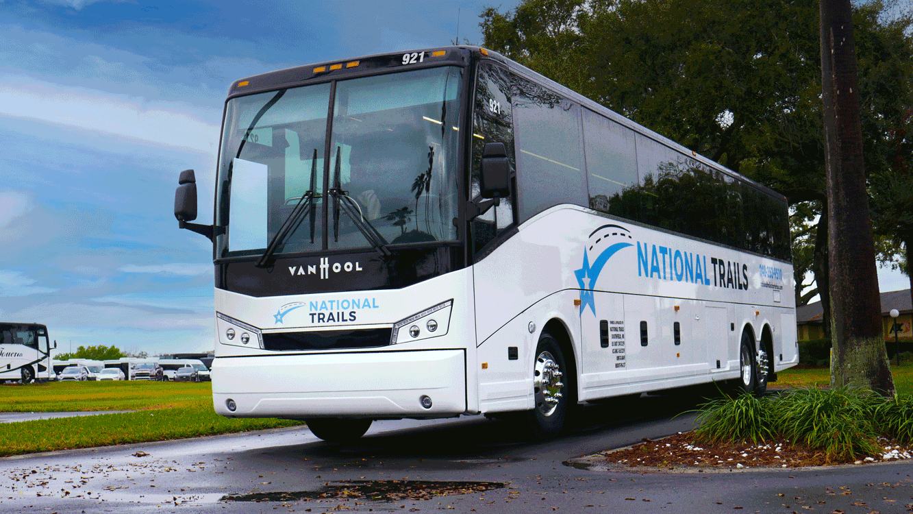 luxury Van Hool 56-passenger charter bus exterior