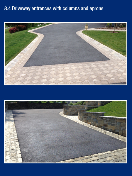 Driveway entrances with columns and aprons
