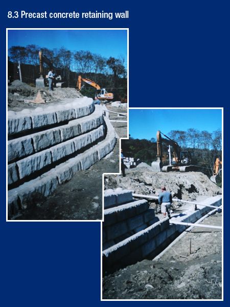 Precast concrete retaining wall