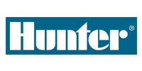 Hunter logo in white on a teal rectangular background