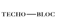 Black-and-white “TECHO—BLOC” logo text on a white background