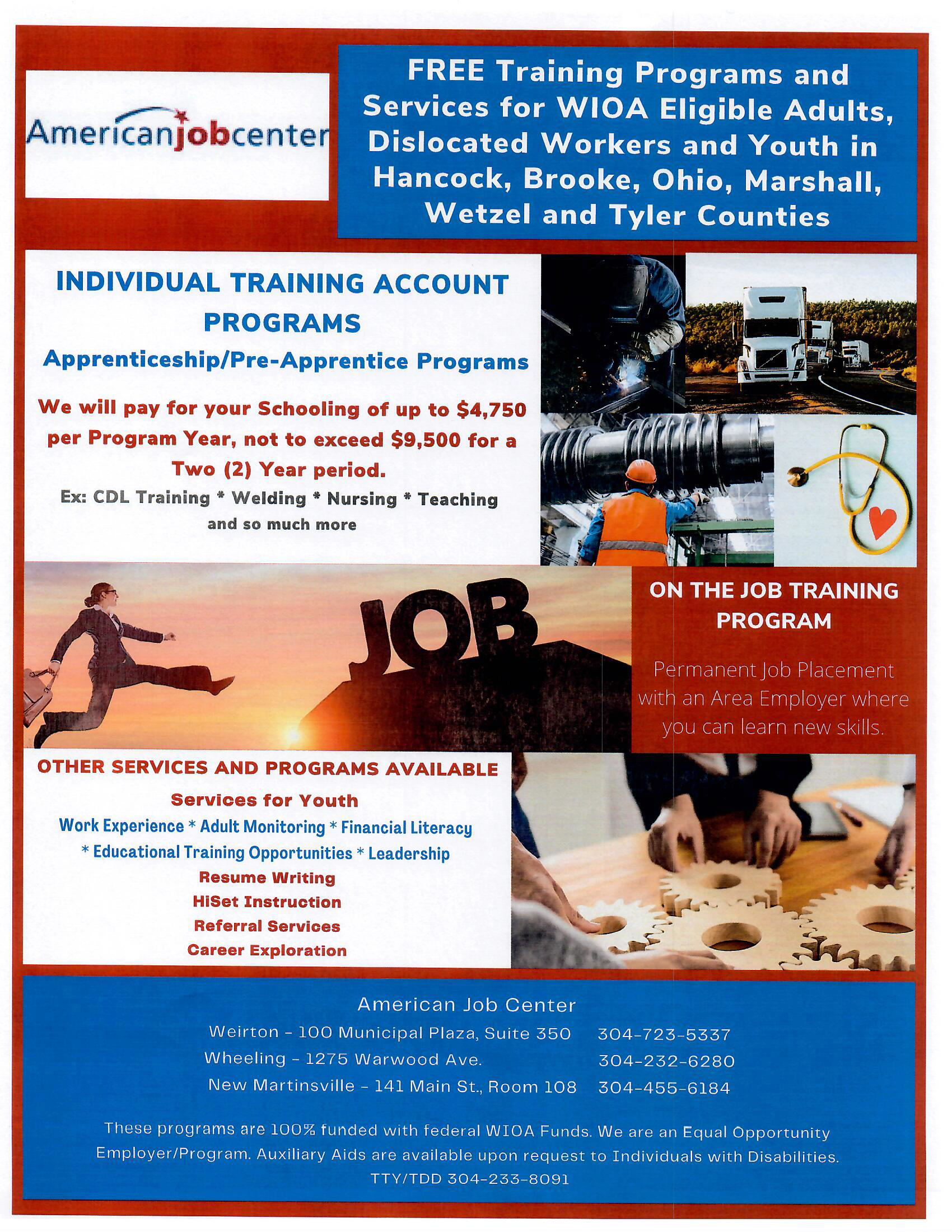 An advertisement for a free training program for wiga eligible adults