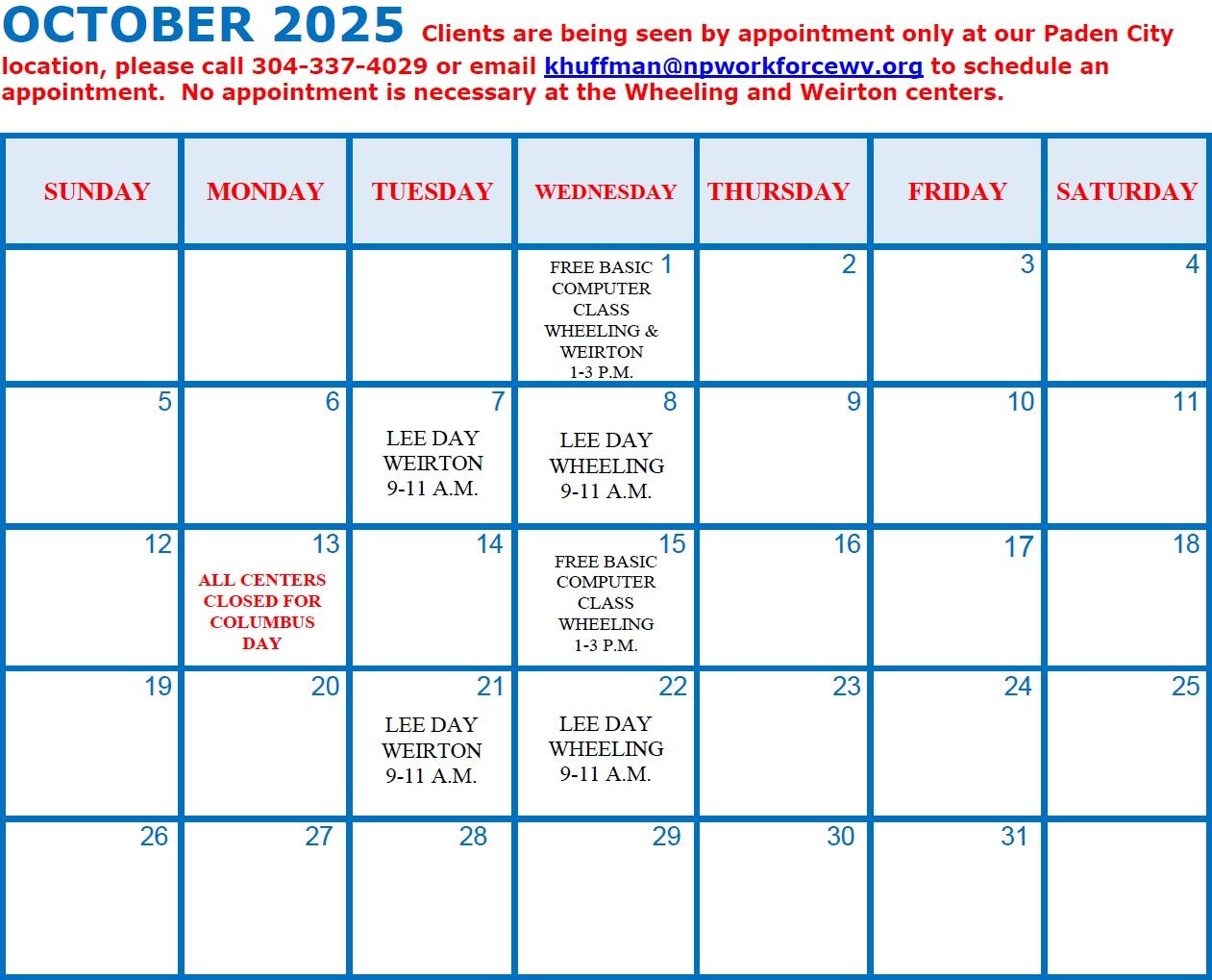 October 2025 Calendar