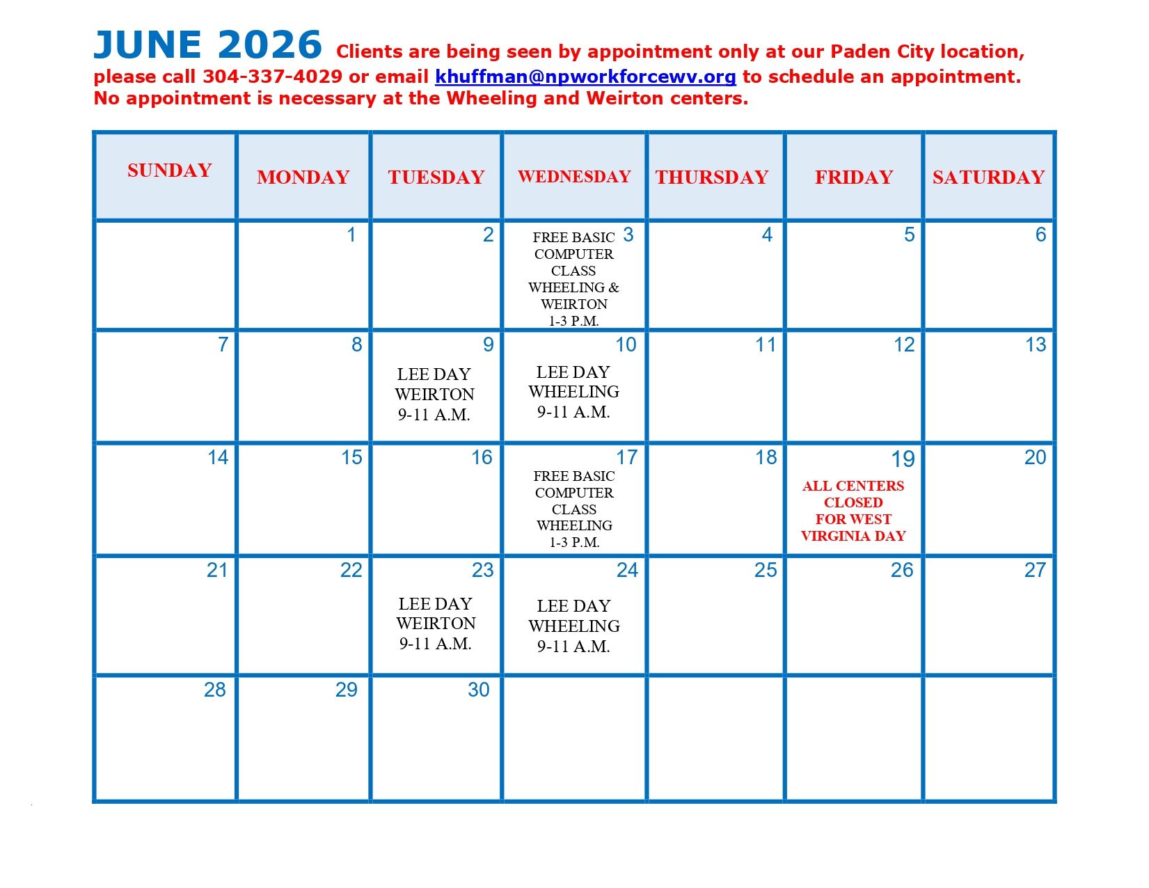 June 2026 Upcoming Events