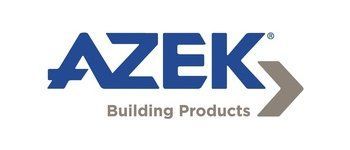 AZEK Building Products logo with blue text and a grey arrow.