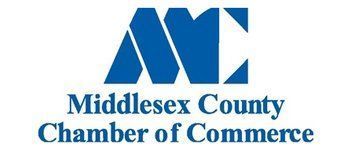 Blue logo of Middlesex County Chamber of Commerce; stylized 