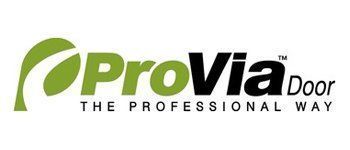 ProVia Door logo in green and black, featuring leaf design and tagline 