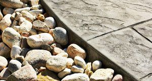 Stone walkway and pebbles