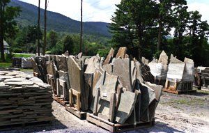 Piles of stone slabs