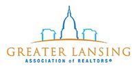 Greater Lansing Association of Realtors logo with blue skyline and gold text